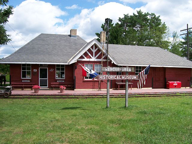 Railroad station hisotrial museum in Mercer, Wisconsin.