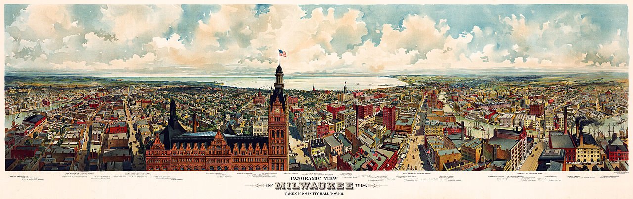 Panorama of Milwaukee, Wisconsin in 1898.