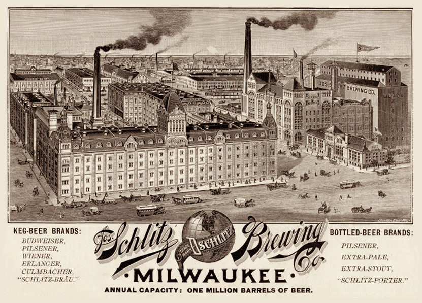 The Schlitz Brewery in Milwaukee at the turn of the century.