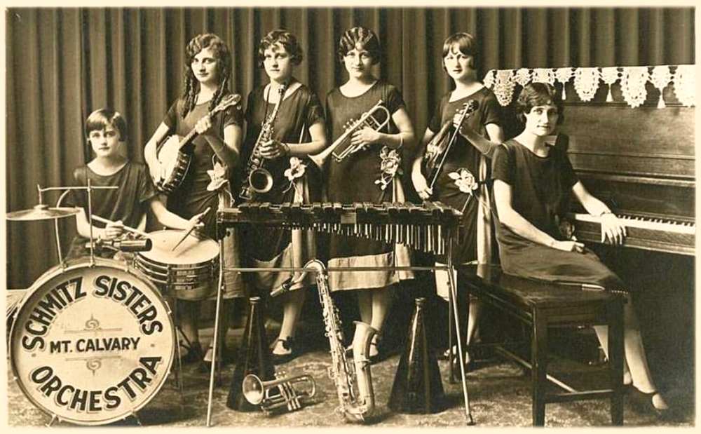 Schmitz Sisters Orchestra mid-1920s postcard.