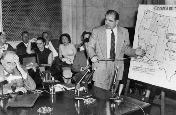 Joseph N. Welch (left) being questioned by Senator McCarthy, June 9, 1954.