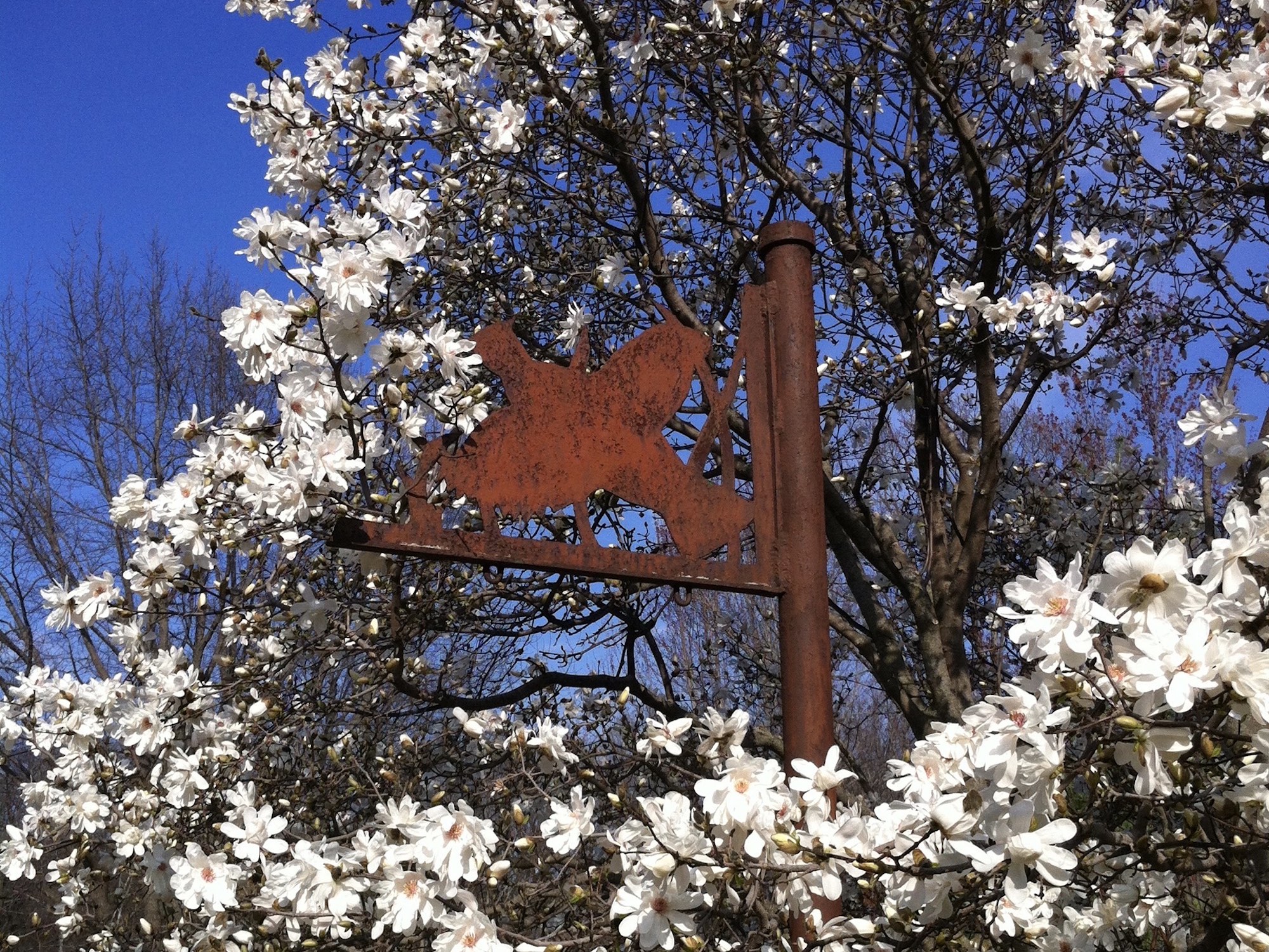 Metal cutout sign at the University of Wisconsin Arboretum in Madison, Wisconsin on April 18, 2015.