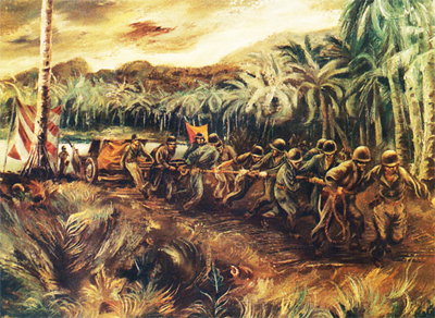 Landing Artillery at Rendova Island, Solomons Group by Aaron Bohrod.