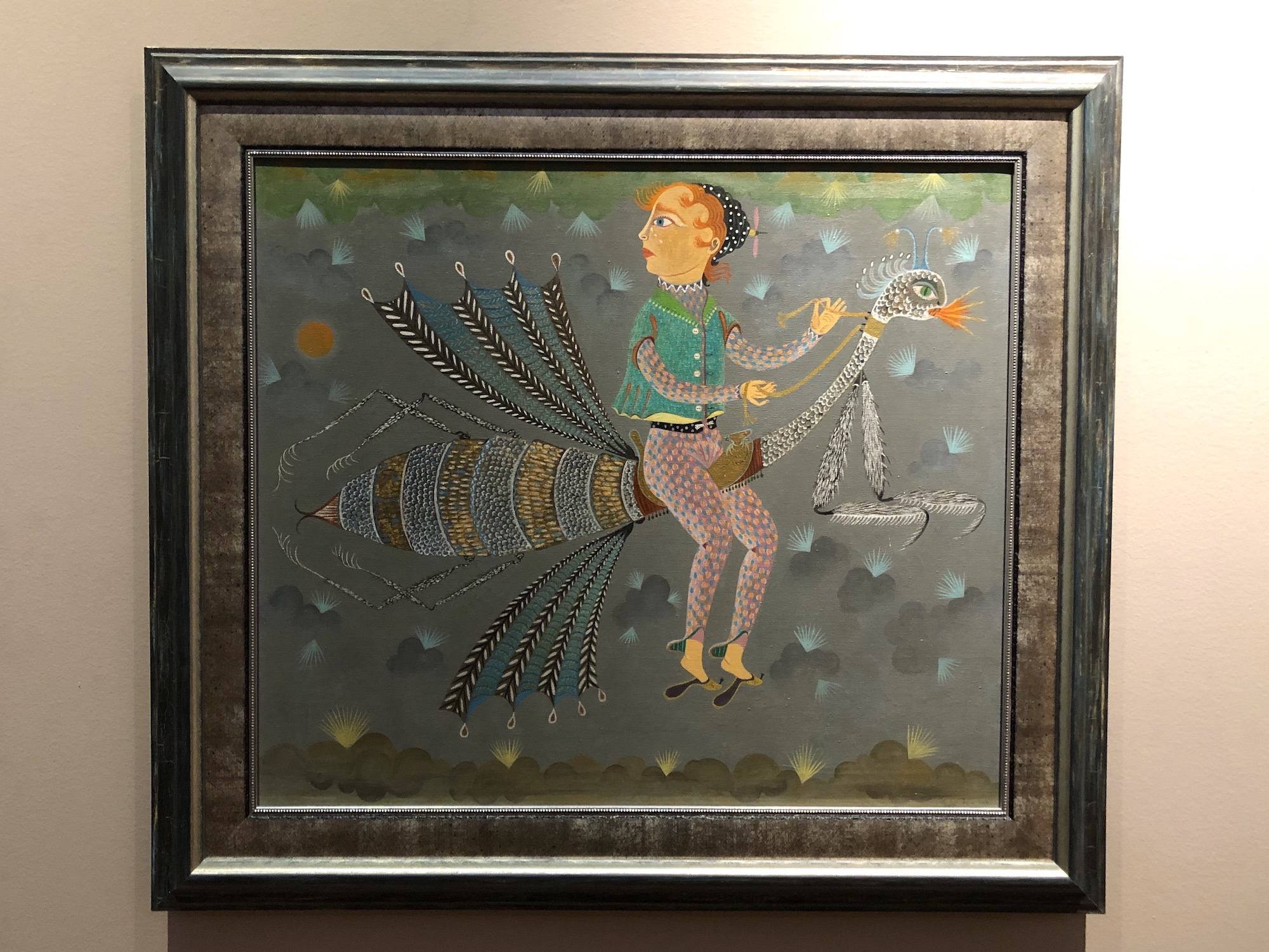 Lady Being Carried off by a Praying Mantis by Sylvia Fein at the Chazen Museum of Art in Madison Wisconsin.