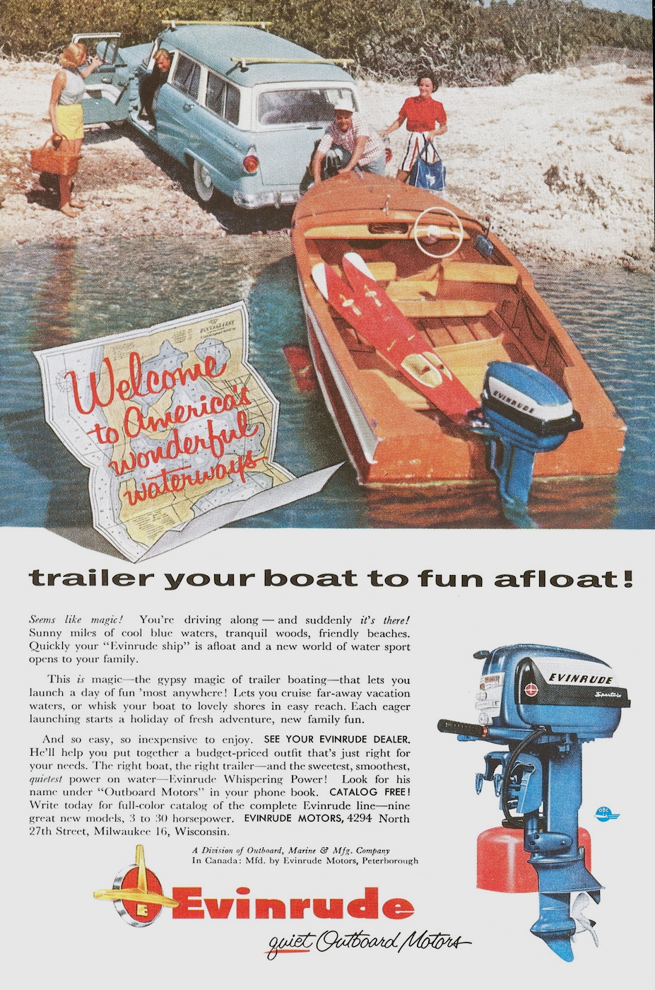 Evinrude outboard motor advertisement.