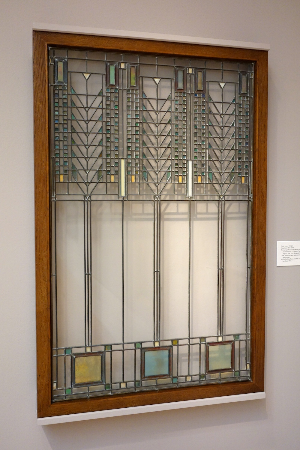 Frank Lloyd Wright designed window on display at the Chazen Museum of Art in Madison Wisconsin.