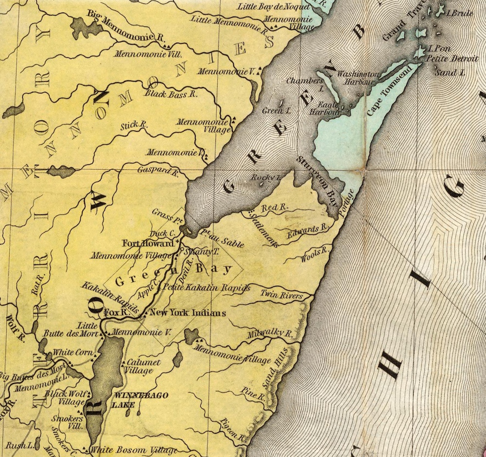 Map of Green Bay, Wisconsin circa 1835.