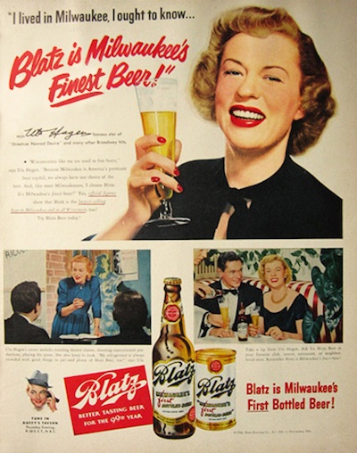 Uta Hagen in Blatz Beer ad.