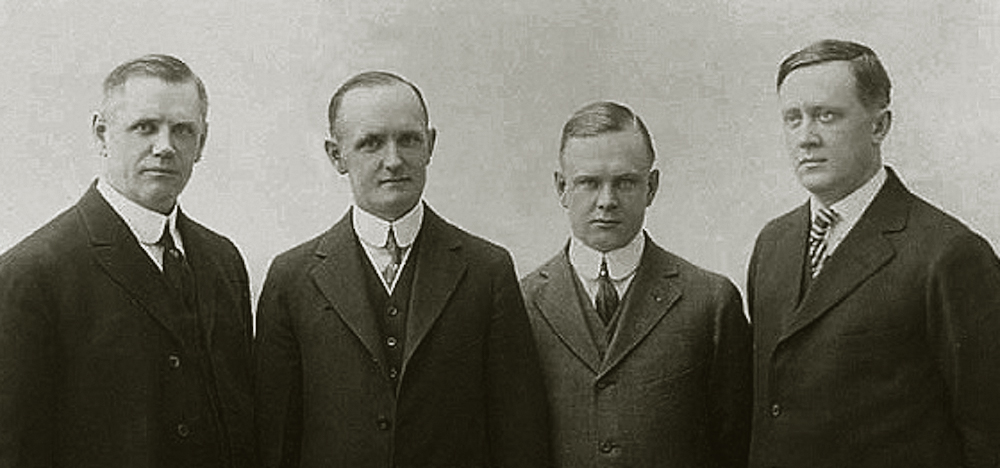 The four founders of the Harley Davidson Motorcycle Company in Milwaukee, Wisconsin.