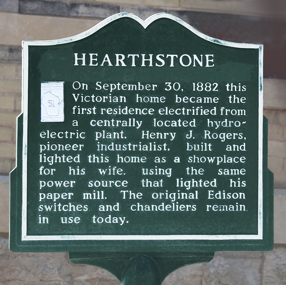 Hearthstone house historic marker in Appleton, Wisconsin.