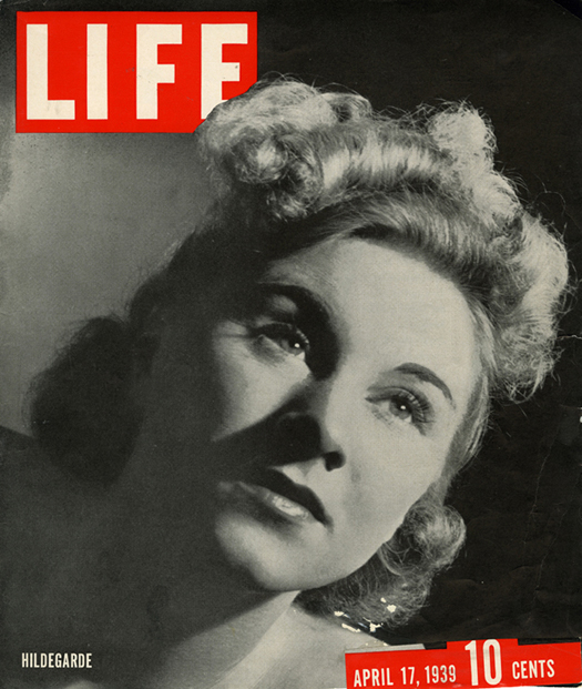 Hildegarde on the cover of Life magazine in April 17, 1939.