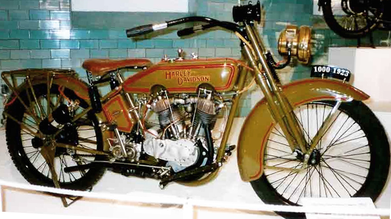 Vintage Harley Davidson motorcycle.