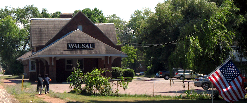 The original Milwaukee Road train station was used as a logo for Wausau Insurance.